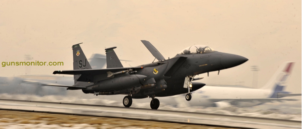 BAGRAM AIRFIELD, Afghanistan-- F-15E Strike Eagle #89-0487, lands after completing the mission that brought it’s flying hours up to 10,000 at Bagram Airfield, Afghanistan, Jan. 13, 2012. #89-0487 is the only aircraft of its type to complete an air-to-air kill and is now the only F-15 to reach 10,000 flying hours. (U.S. Air Force photo/ Airman 1st Class Ericka Engblom)